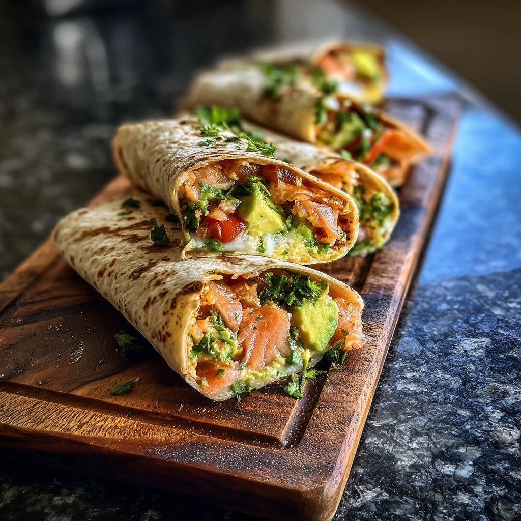 Cilantro Avocado Salmon Wraps