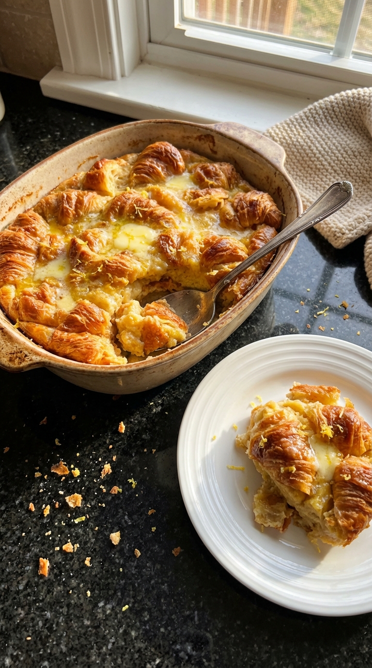 Lemon Infused Croissant Pudding