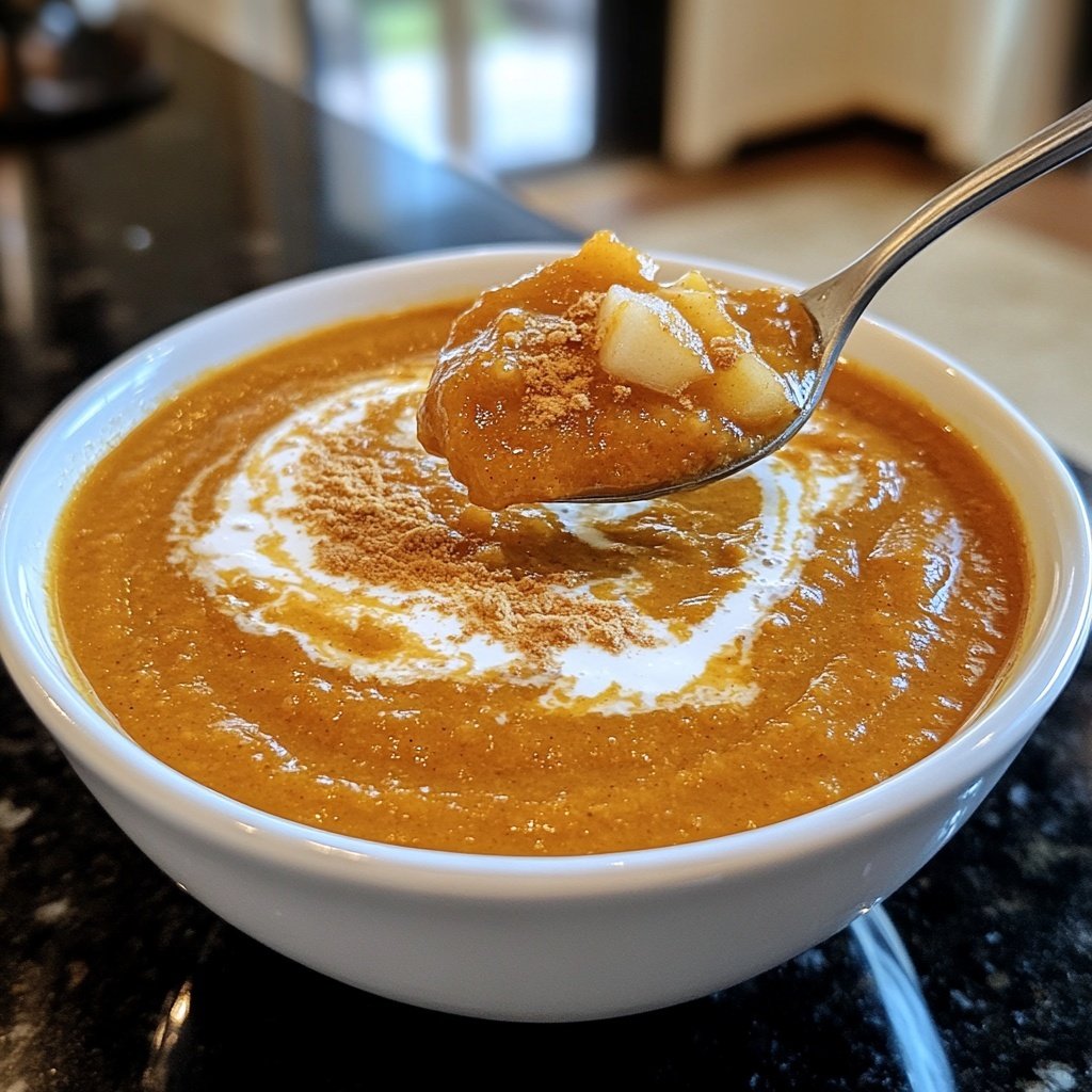 Pumpkin Apple Soup with Ginger and Cream