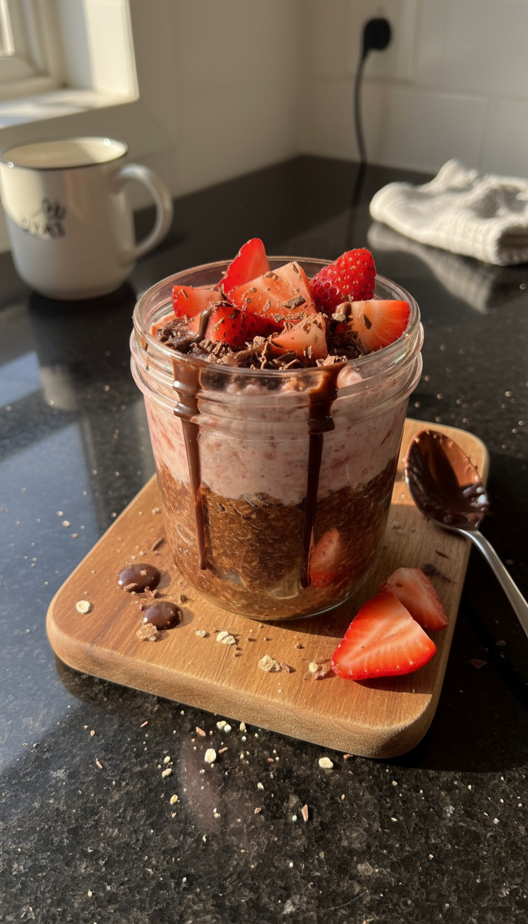 Overnight Chocolate Strawberry Oats