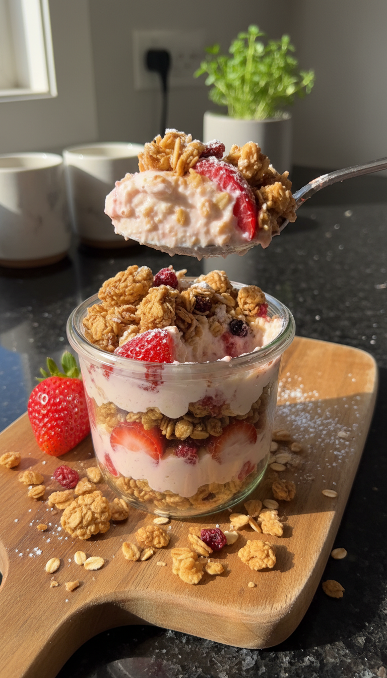Granola Strawberry Cheesecake Oats