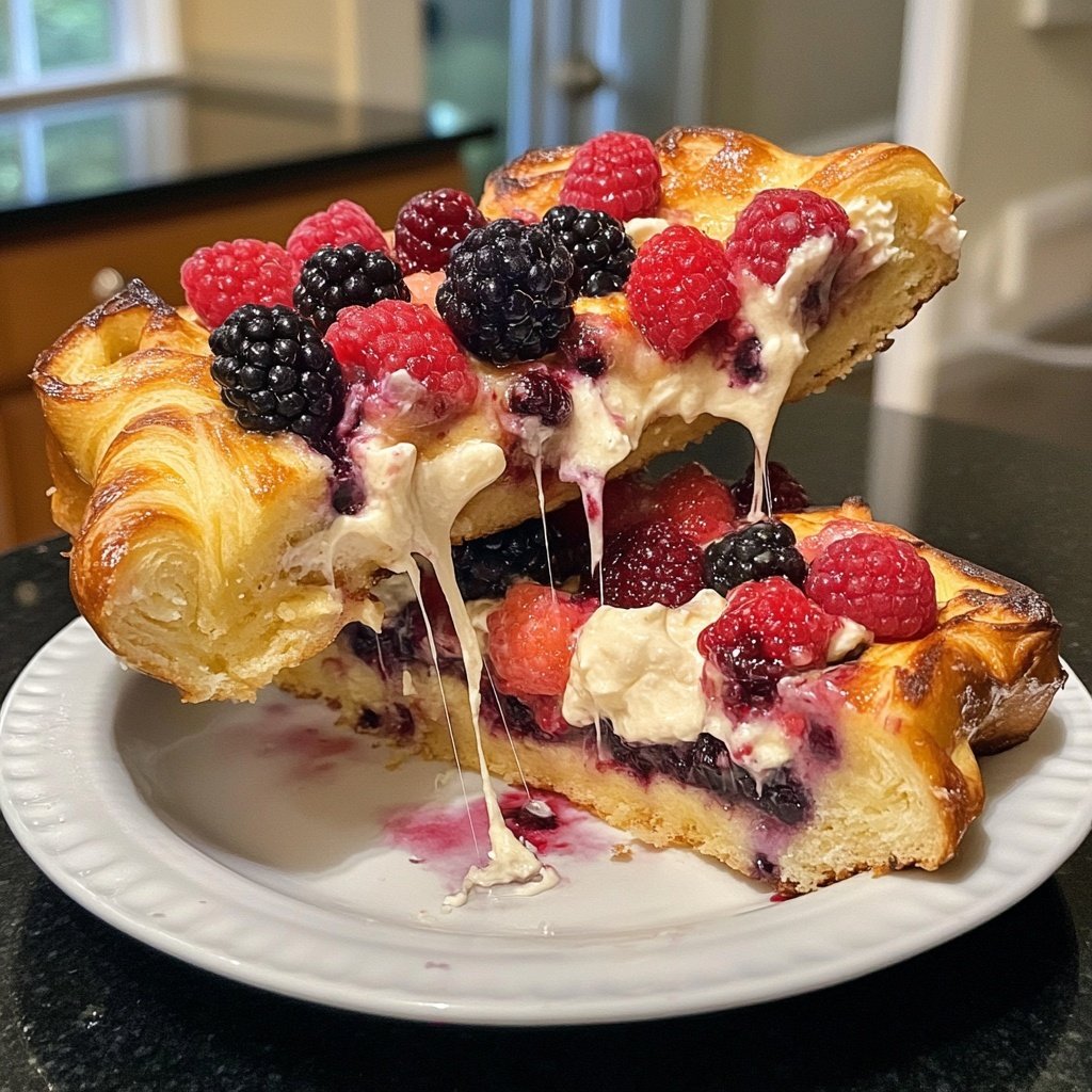Berry and Cream Cheese Croissant French Toast Bake