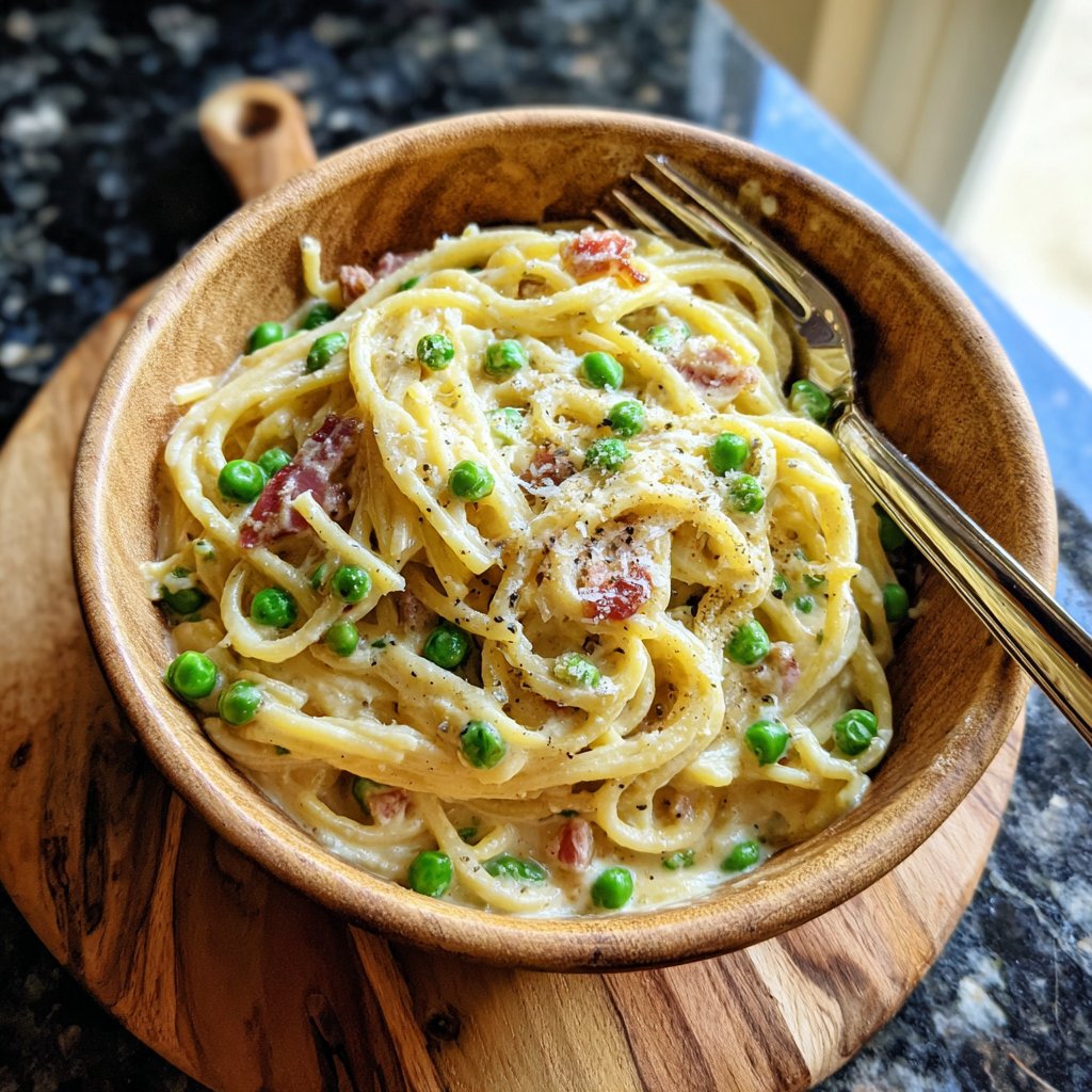 Pasta Carbonara with Spring Peas