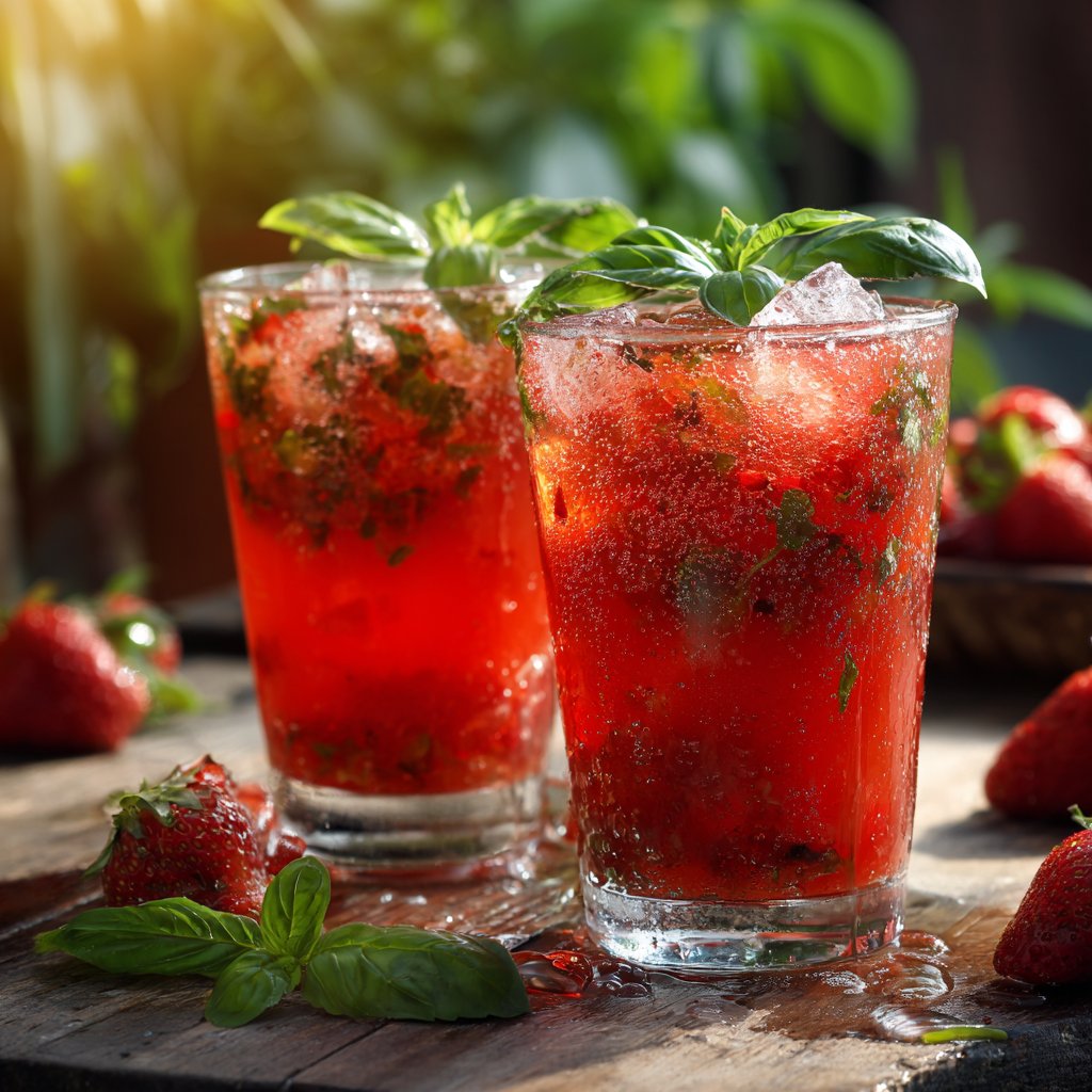 Fresh Strawberry Basil Lemonade
