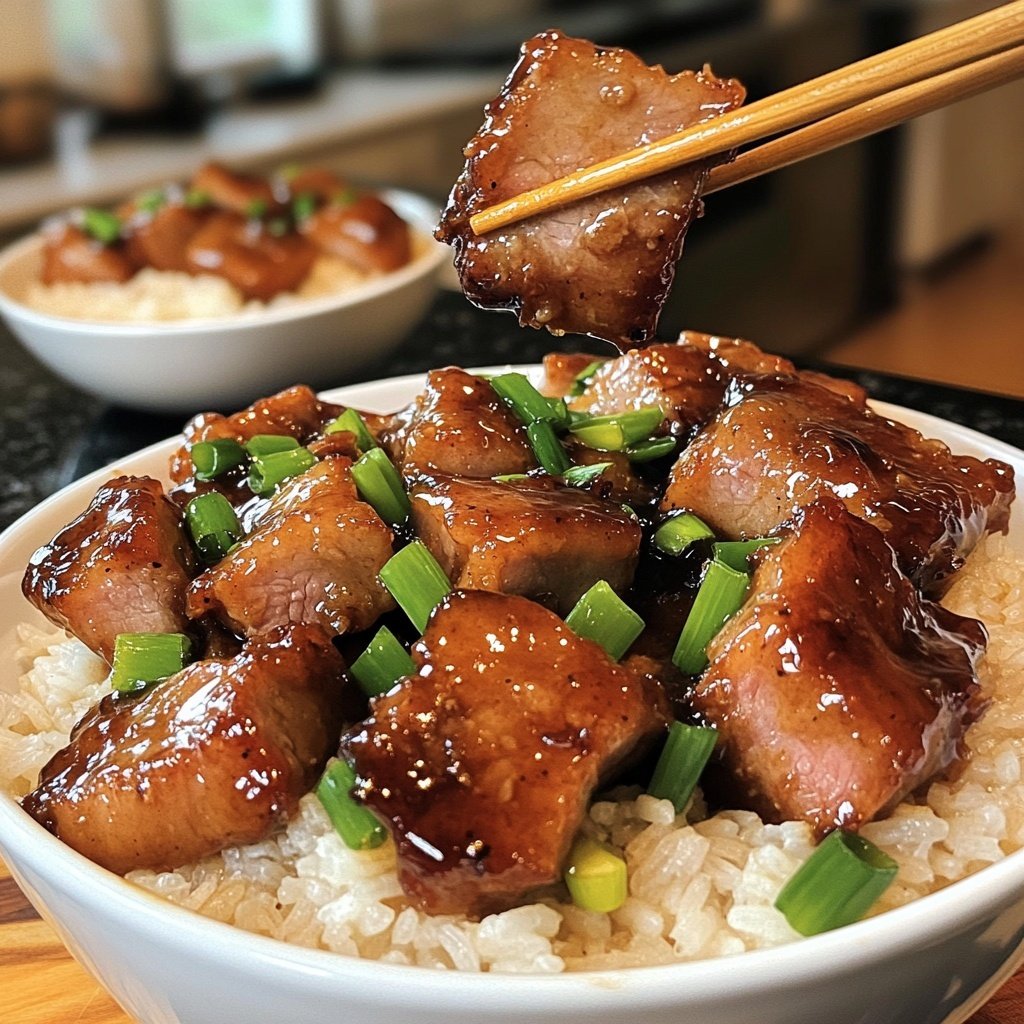 Sticky Glazed Pork Rice Bowls