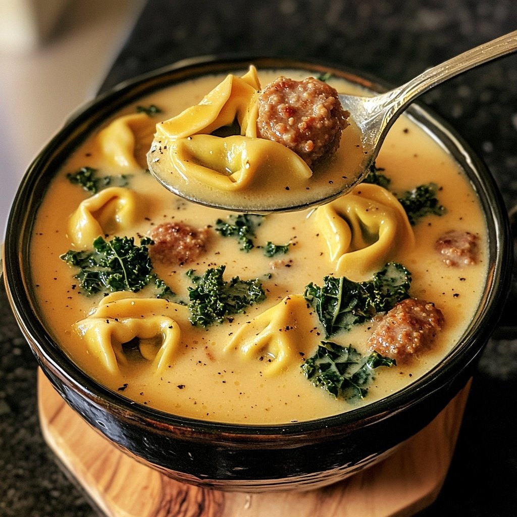 Creamy Sausage & Kale Tortellini Soup