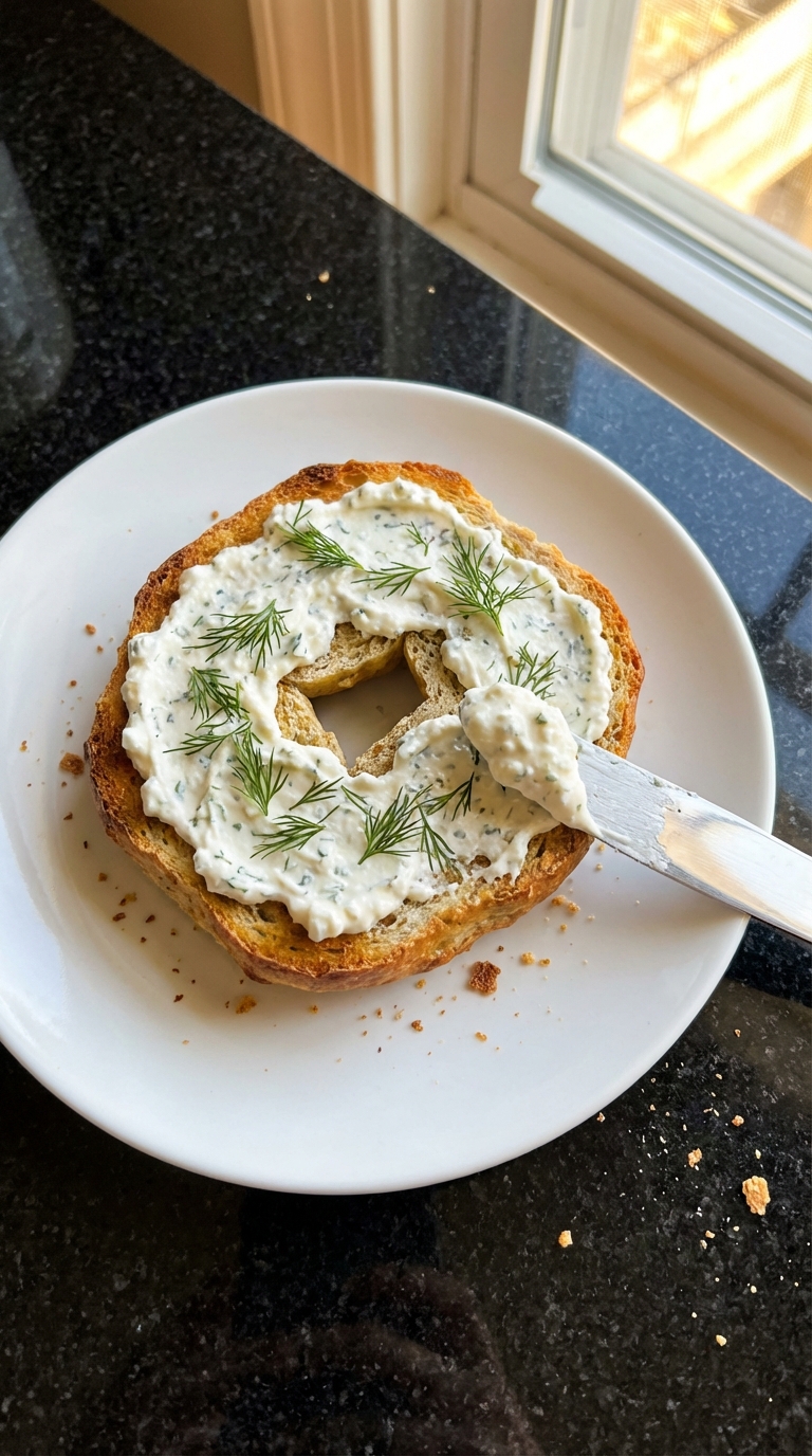 Herb-Crusted Cottage Cheese Bagel