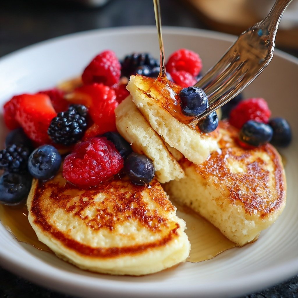 Fluffy Lemon Ricotta Pancakes with Berries