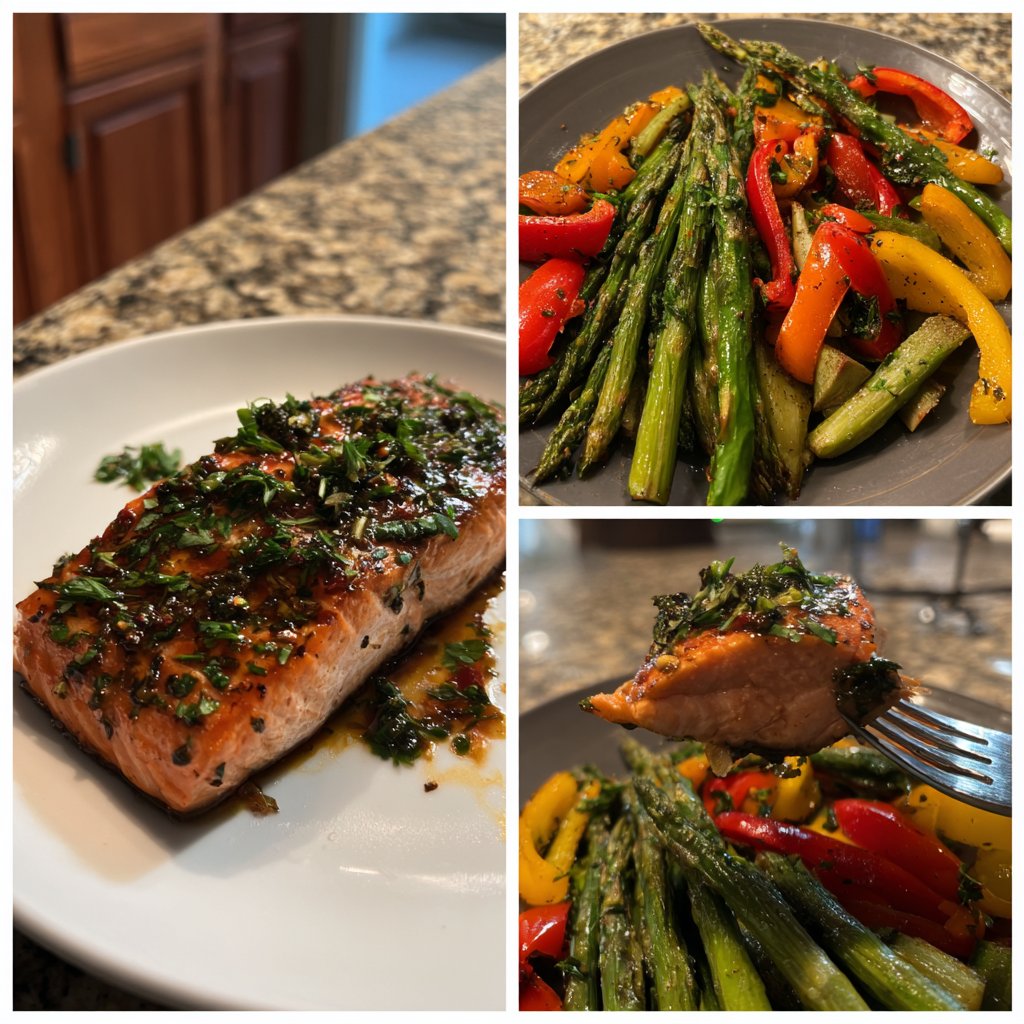 Balsamic Herb Salmon and Veggies