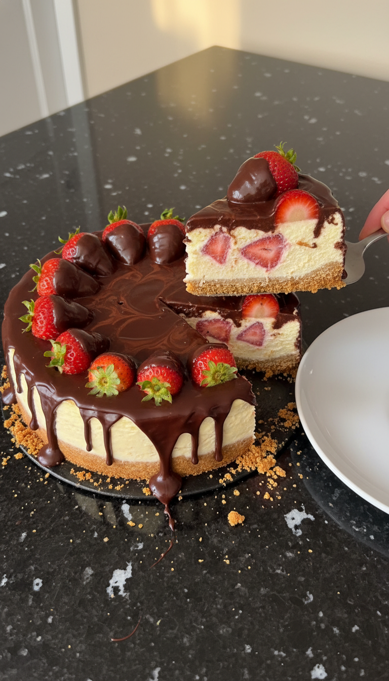Chocolate-Dipped Strawberry Cheesecake