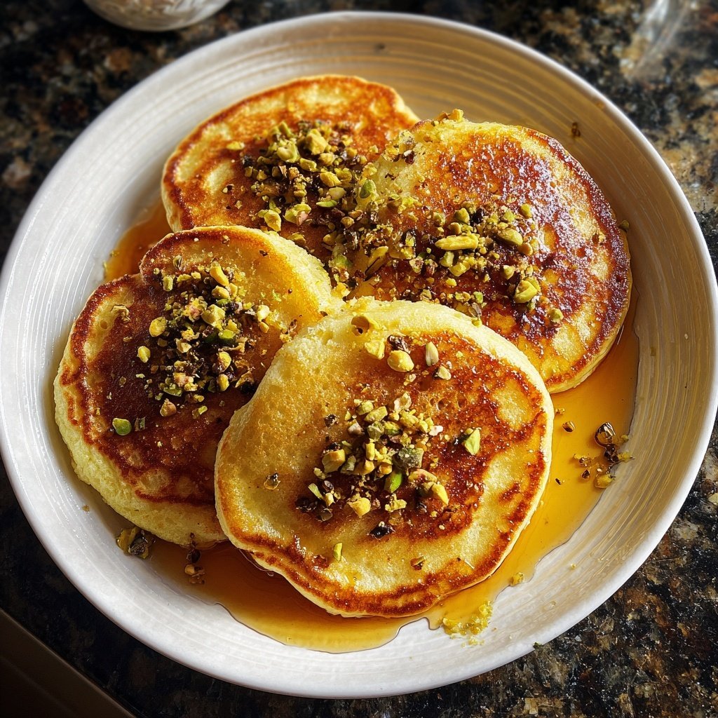Ricotta Pancakes with Lemon Curd and Pistachios​