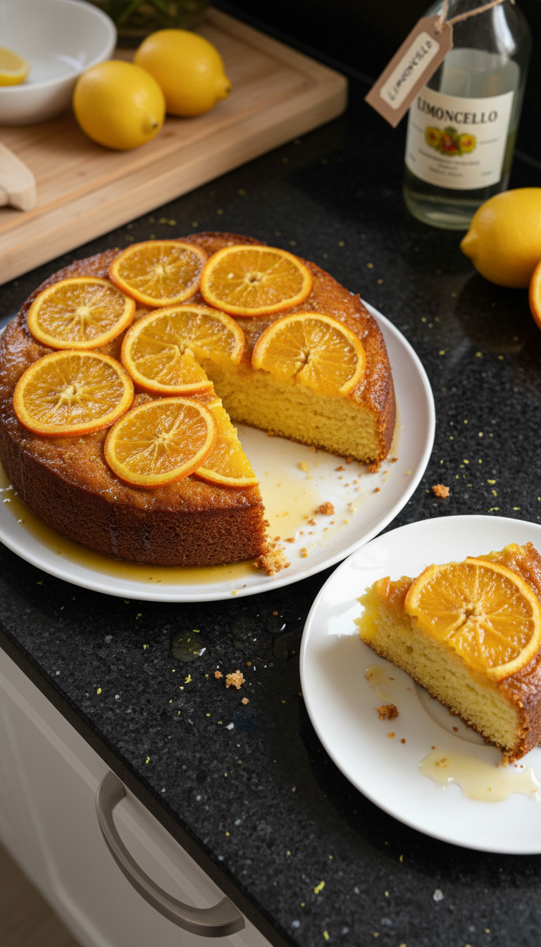 Limoncello and Orange Upside-down Cake