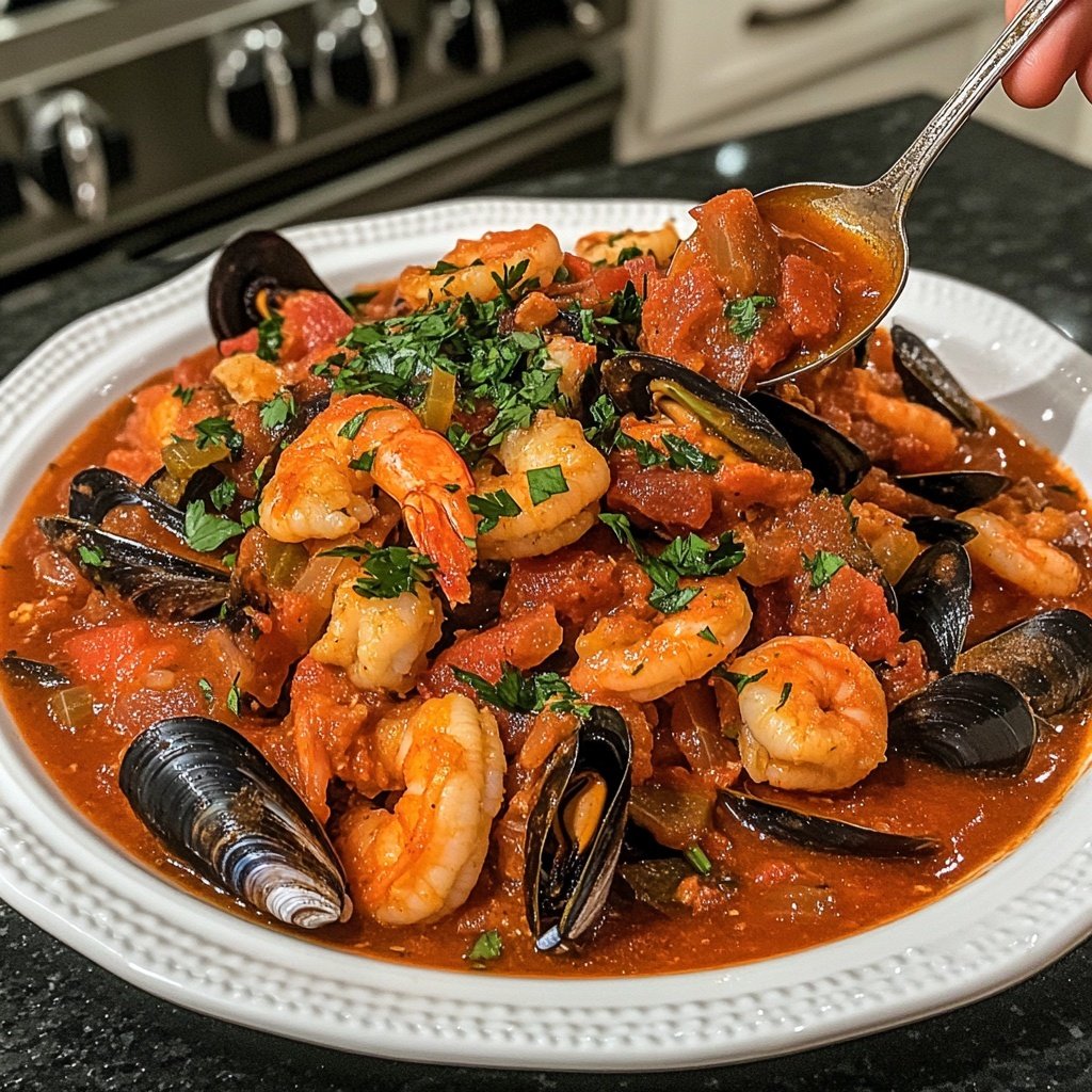 Classic Italian-American Cioppino Seafood Stew