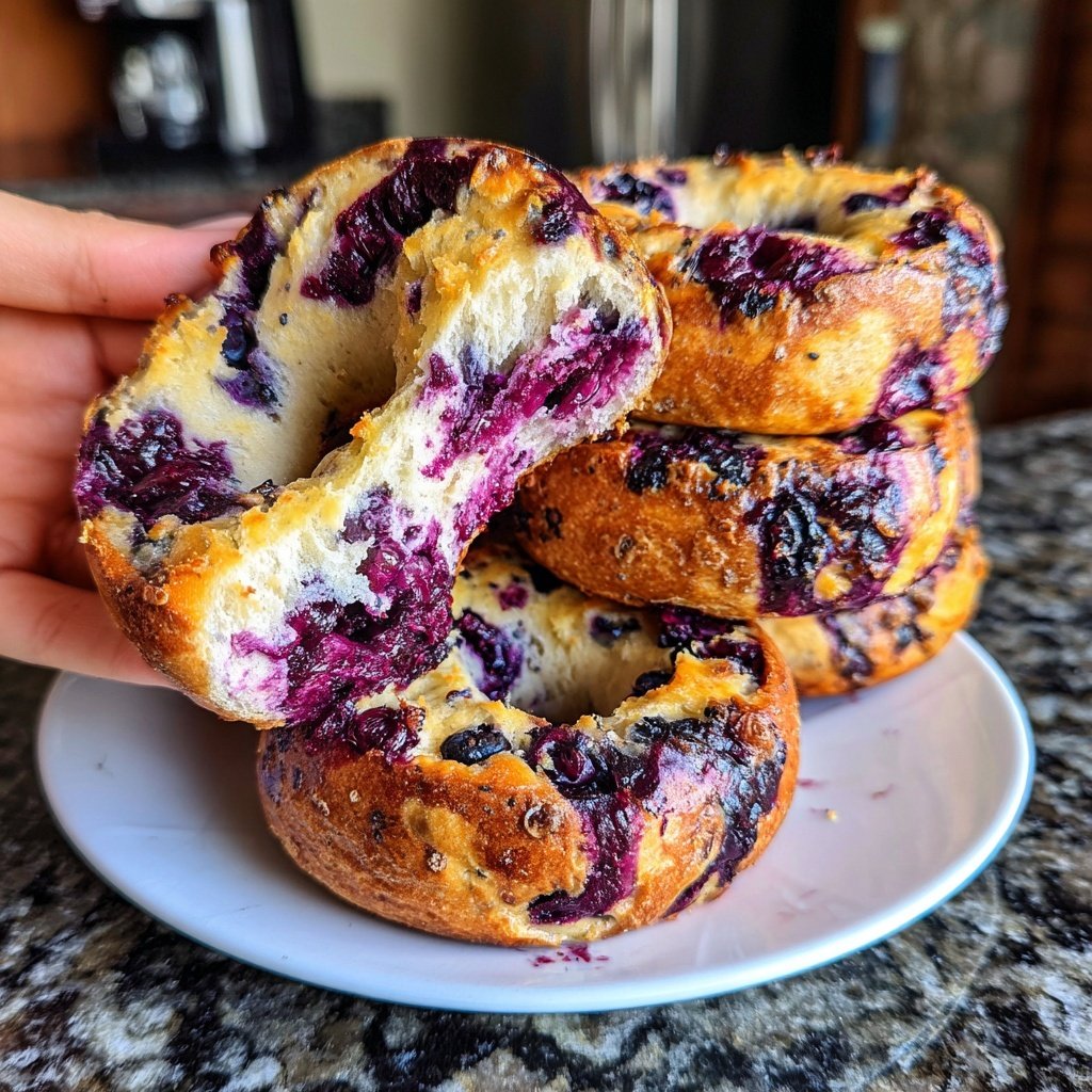 Protein Bagels with Blueberry Swirl