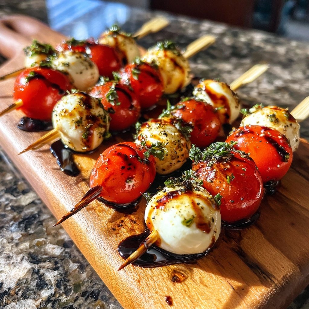 Mini Caprese Skewers with Balsamic Drizzle
